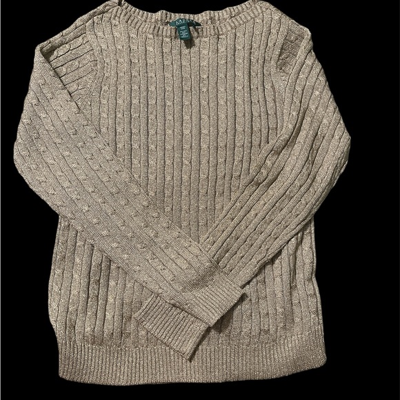 Lauren by Ralph Lauren Silk Metallic Gold Sweater - Picture 1 of 4